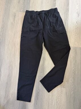 Men's Black Cargo Jogger Pants with Elastic Waist